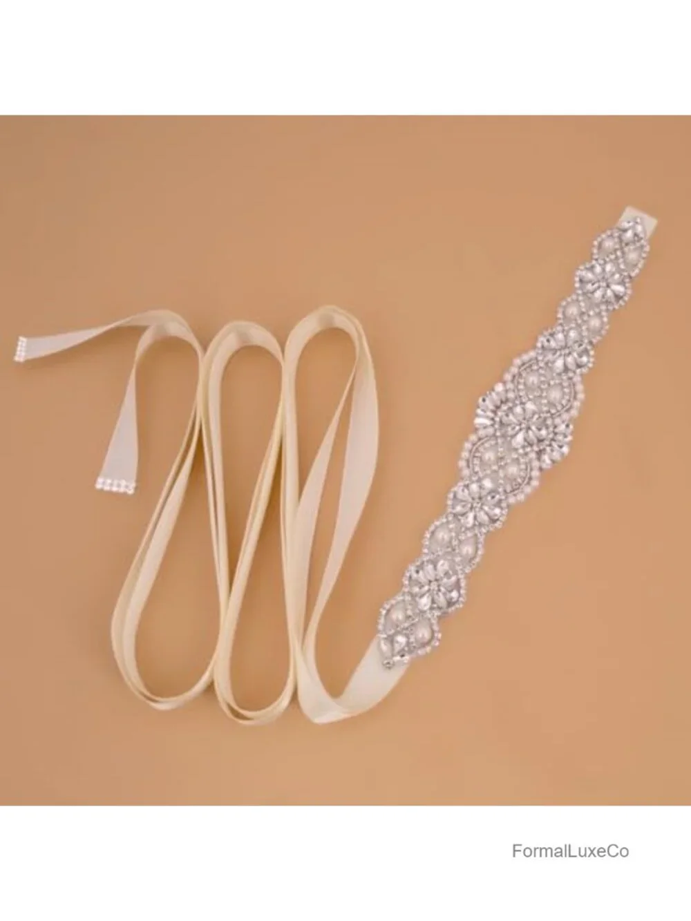 Handmade Beaded Pearl Crystal Sash Rhinestone Belt for Wedding Formal Evening